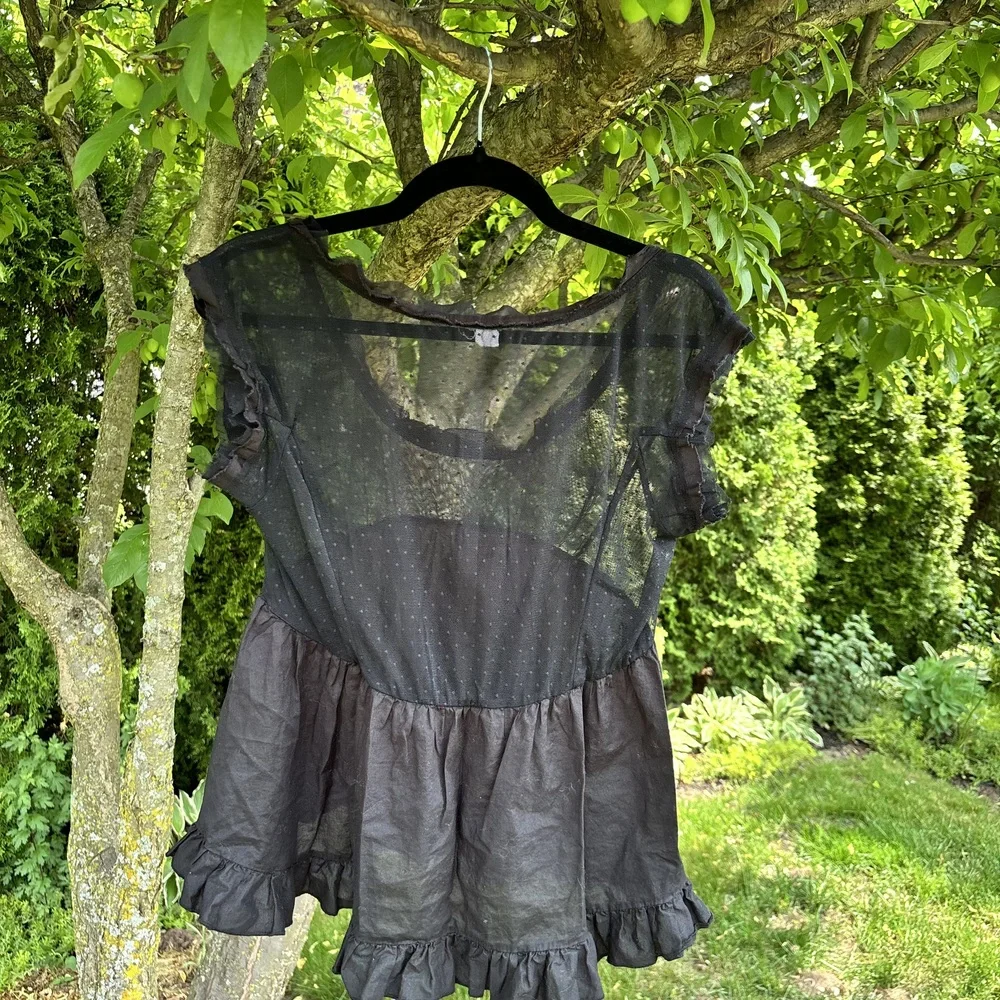 Black Sheer Peplum Blouse - Picture 3 of 5
